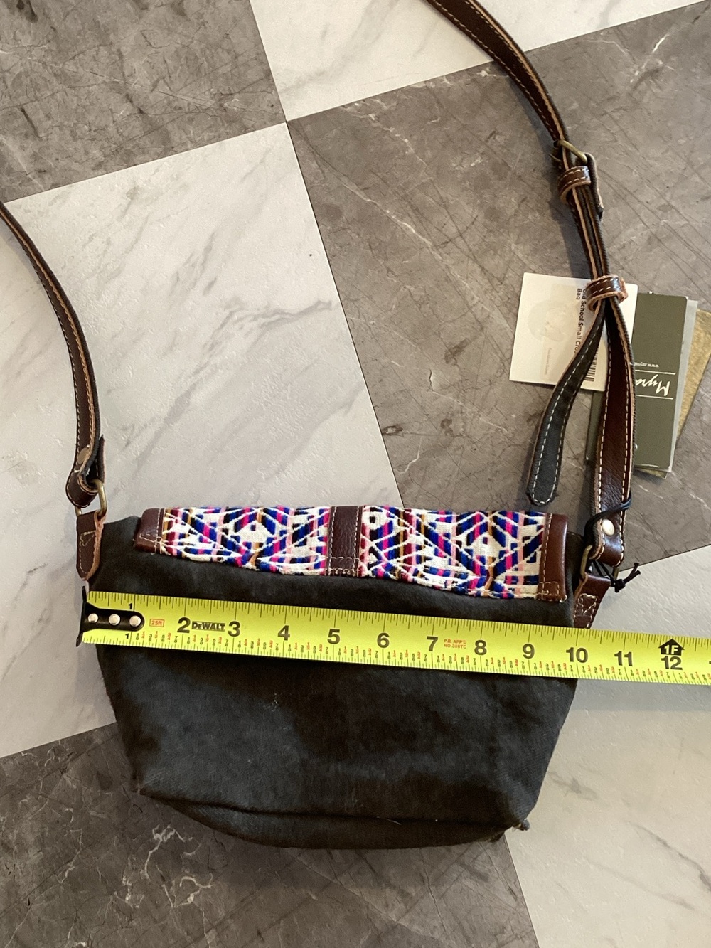 Myra Bag Brown Crossbody with Multicolor Geometric Flap - Picture 5 of 5